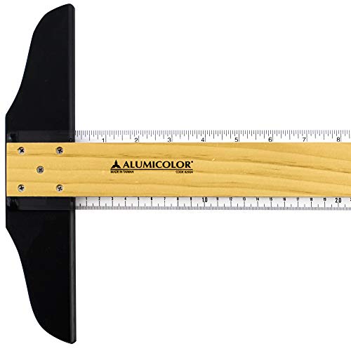 Alumicolor Wood/Acrylic Calibrated T-Square for Art, Framing & Drafting, Natural Wood Color, Pack of 10-24IN