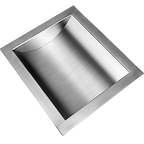 Transaction Tray,Ticketing Windows.304 Stainless Steel Drop-in Deal Tray 12" Deep x 10" Wide x 1.6" High Brushed Finish for Cash Register Window(12 x 10 x 1.6")