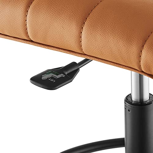 Modway Ripple Armless Vegan Leather Drafting Chair in Black Tan