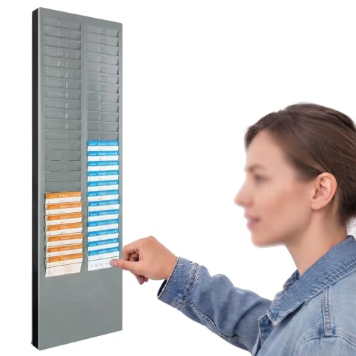 Time Cards Rack with 50-Pocket, Wall Mounted Time Card Holder