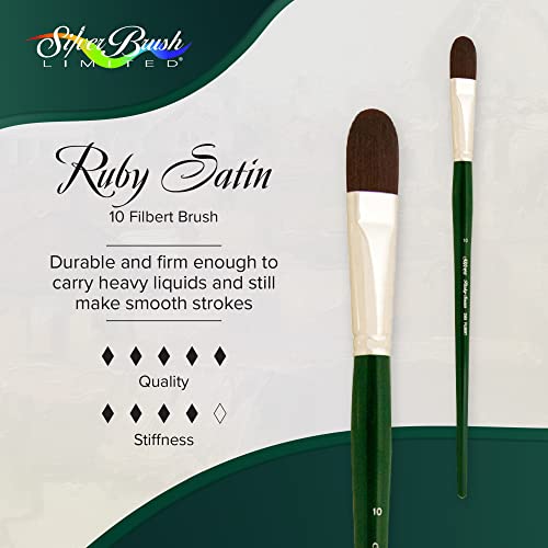 Silver Brush Limited Ruby Satin Filbert Oil and Acrylic Brush, Size 10