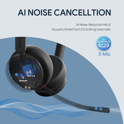 Yealink WH64 Dual DECT & Bluetooth Wireless Headset for Phone PC Cellphone