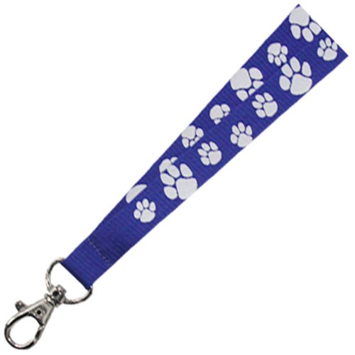 PinMart Blue and White Paw Print School Mascot Sports Lanyard w/Safety Release - 25 Pack