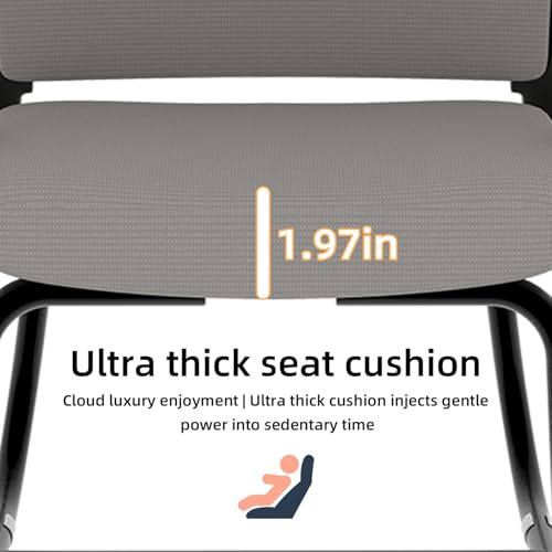 Office Chair No Wheels, Ergonomic Executive Mesh Computer Chairs with Lumbar Support, Soft Wide Seat Armchair for Conference Room Bedroom Waiting Reception Guest Student (Black+ Gray)