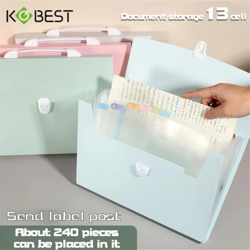 Filing Folder 13 Pockets A4 Size Expanding Wallet File Folder Paper Document Storage Organ Bag Holder Office School Organizer Office Supplies(Pink)