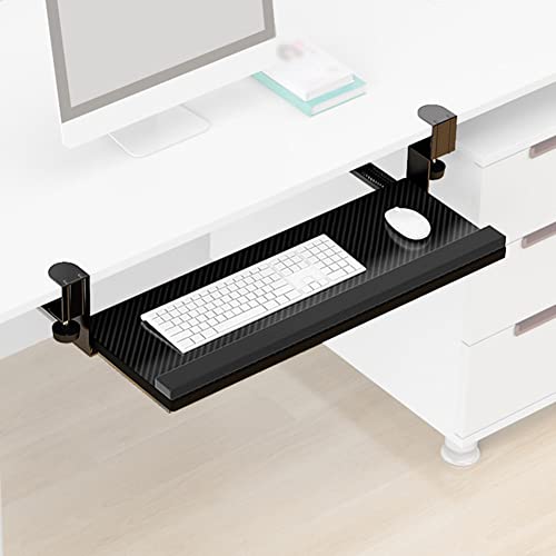 Ergonomic Keyboard Tray, Clamp-on Under Desk Computer Keyboard Drawer, Adjustable Keyboard Platform Extender, C-clamp Mount System, Easy to Type, Black