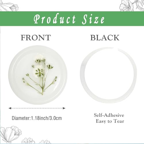 100 Pcs Baby's Breath Adhesive Wax Seal Stickers White Dry Floral Backing Envelope Seals Perfect for Wedding Invitations,Bridal Shower Party