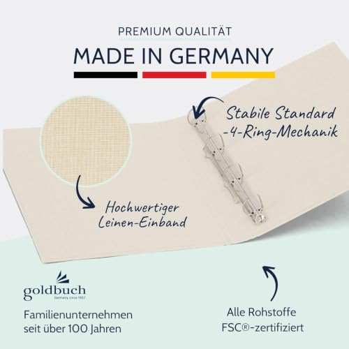 Goldbuch Ring Binder A4, Linen, Beige, 26x32 cm