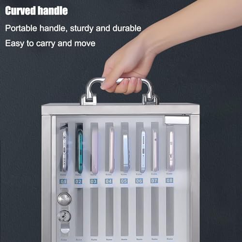 Cell Phones Storage Cabinet Cell Phone Holder, Wall- Mounted Locker Box Mobile Phone Desktop Organizer, Classroom Pocket Chart Stainless Steel Storage Locker Box, for Schools/Offices/Gyms, 24 grids