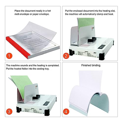 JKSVTF Hot Melt Binding Machine, Electric Comb Binding Machine, Desktop A4 Books Contract Document Automatic Binder 300W 50mm(500 Sheeets Paper) Manual Punching