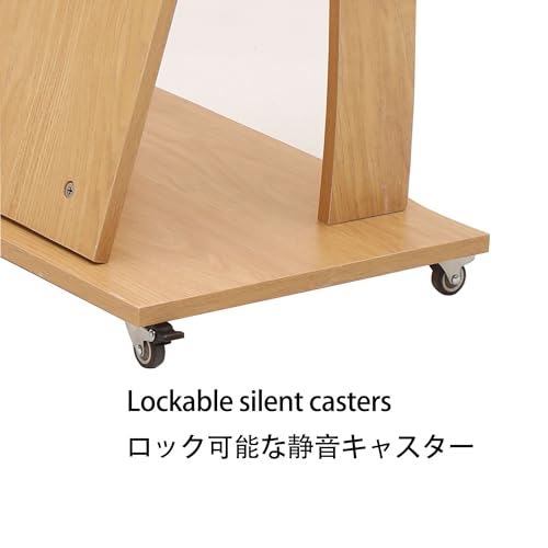 Xibolai Mobile Wooden Podium Stand with Wheels Lectern Oak Color 16MM Wood Board Elegant Design Wooden Pulpit for Churches Seminars and Schools