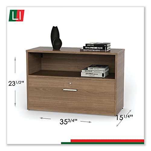 Linea Italia Urban 36" Credenza, Bottom Pedestal, 35.25w X 15.25d X 23.75h, Natural Walnut