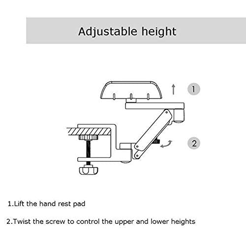 DZDZXQG Wrist Rest Armrest, Adjustable Computer Arm Support,Ergonomic Aluminium Alloy,Desk Extender for Professional Computer Working,Silver