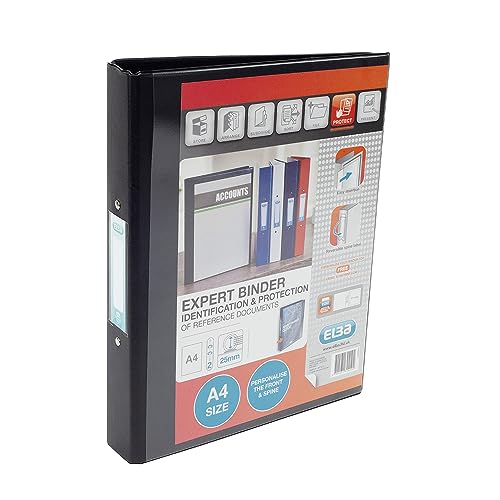 Elba Vision A4 25mm Ring Binders - Black (Pack 10)