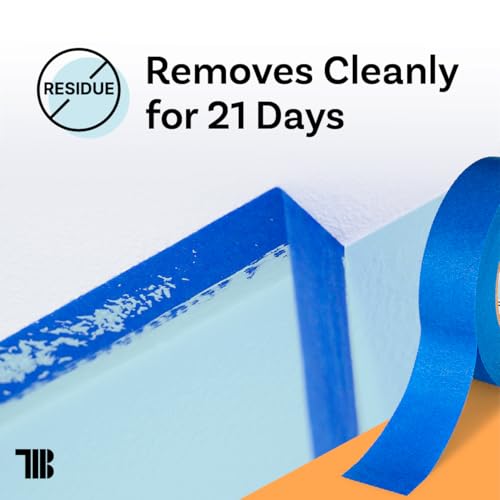 TapeManBlue Blue Painters Tape 1.5 inch x 60 Yards - Case of 32 Rolls, Made in America, Clean Removal, UV-Resistant Blue Painters Masking Tape in Bulk (1.5" x 180')