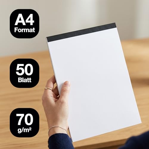 Landre 100050632 Notebook Without Cover 60 g/m², DIN A4, Squared, Perforated, Fine Wood-Free Paper 50 Sheets [Pack of 10 Notepad Without Cover Sheet, DIN A4, 50 Sheets, Blank