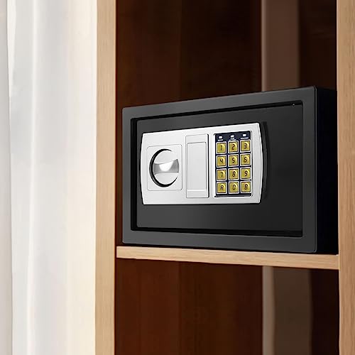 TBLOTYD Electronic Digital Safe Box Volume for Home Hotel Security with 2 Locking Bolts/Black/Gray 8.5L ，Black-Black 8.5L