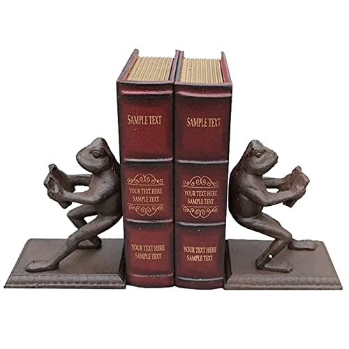 WAGLOS Classic Book Ends Vintage Bookends Frog Hold Books Cast Iron Book Stoppers Animal Shape Book Ends for Libraries Office School Decor Bookend Desktop Storage