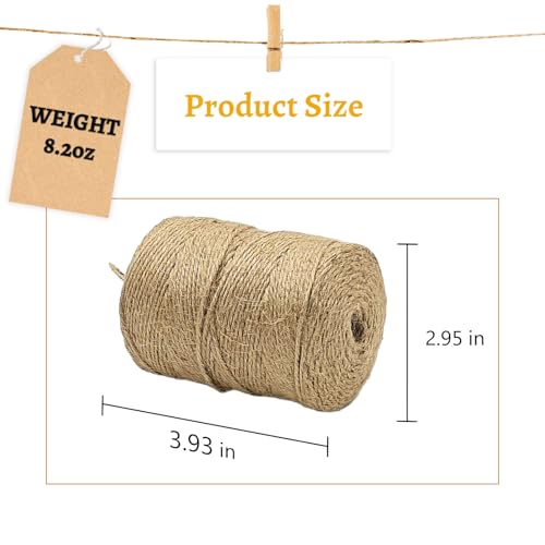 10 PCS Twine String Bulk 6000 Feet Long, 2mm Thin Jute Twine for Crafts, Hemp Rope Wrapping, Packing Gardening, Crochet Knitting Macrame Decor, 600 Feet Each Roll