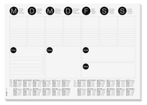 SIGEL H6506 Paper desk pad- weekly planner - grey - A3-2026/2027 - DE/EN/FR/NL - 30 sheets - FSC-certified