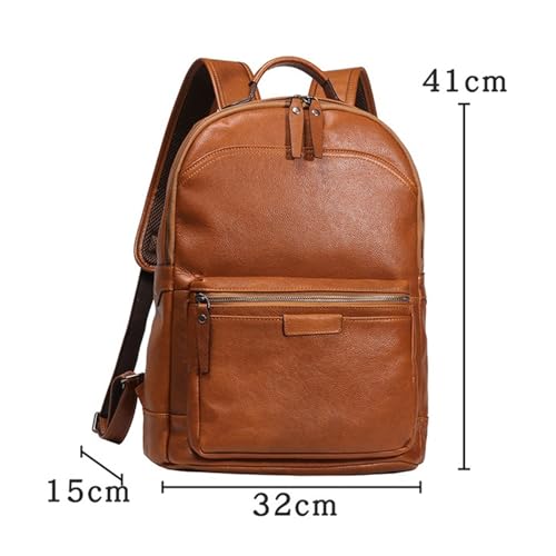 ROROR Retro Leather Mens Backpack Cowhide Casual Travel Backpack For Men Business Computer Bag(Black)