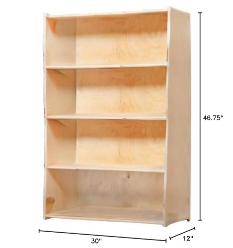 Contender Baltic Birch Book Case With Three Fixed Shelf, Montessori Kids Furniture for Home, Classroom, Office in Natural Finish [Greengaurd Gold Certified]