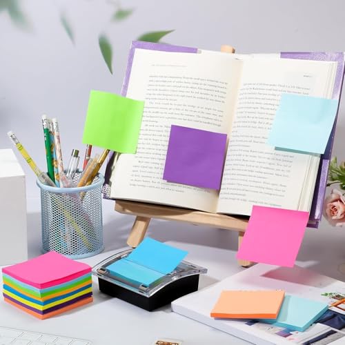 3 Pieces Transparent Note Holder with 24 Assorted Color Sticky Notes Ideal for Offices School and Home Use School Supplies Planner