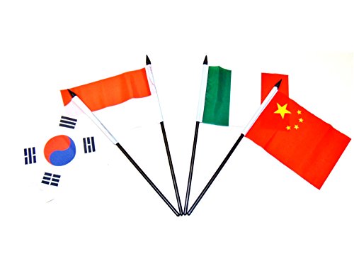 G-20 (Group of 20) WORLD FLAG SET with BASE-20 Polyester 4"x6" Flags, One Flag for Each Country in in the G-20 Flag Centerpiece, 4x6 Miniature Desk & Table Flags, Small Mini Stick Flags