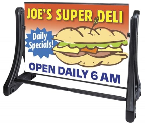 MagicMaster Ready4Graphic Next Generation Large Format Rolling Roadside Swinging Sidewalk Sign with Blank White Sign Panel for Custom Graphics. | Includes 1/36"x48"x10mm Corrugated White Panel