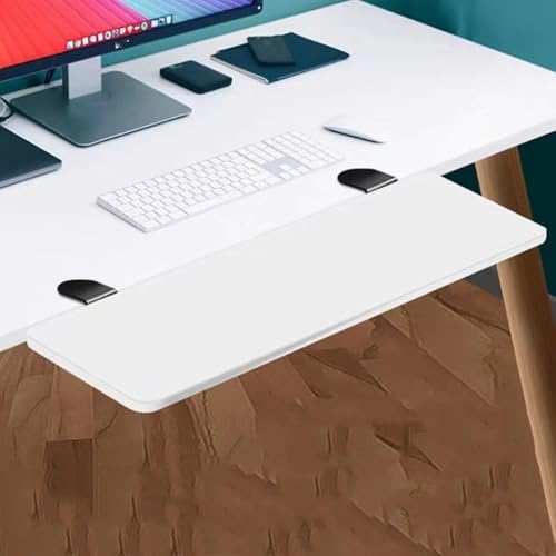 DIBAKO Collapsible Keyboard Drawer Keyboard Platform, Clamp Foldable Keyboard Tray, Ergonomic Keyboard Slide, Computer Desk Extender for Elbow Support (Color : White, Size : 55cm*24cm)