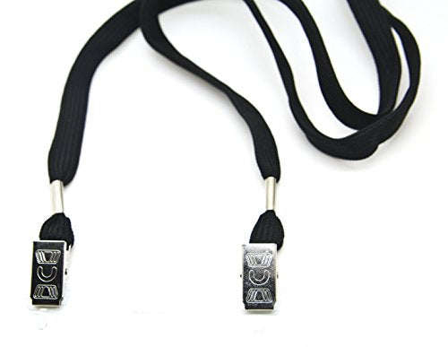 ONDEPOT 100 Pack Black Flat Lanyards with Open-Ended Clips – 1/2 Inch Wide Badge Lanyards for ID Holders, Office, Events, Schools