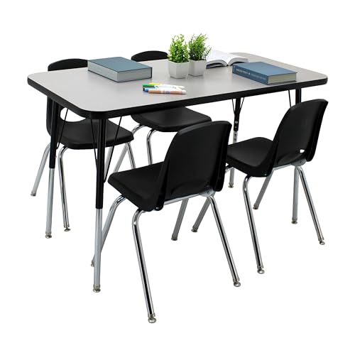 FDP 24" x 48" Rectangle Table with Standard Swivel Glide Legs - Gray/Black
