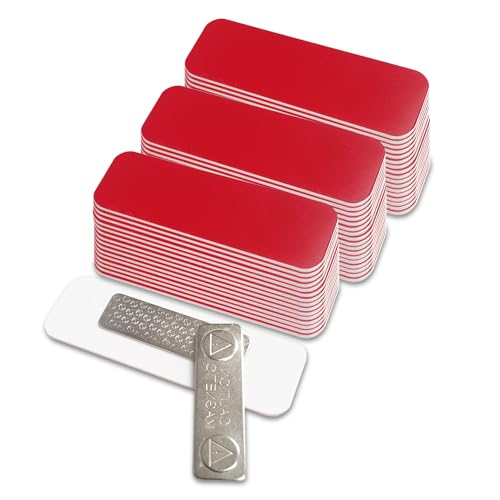 Name Tag/Badge Blanks - 100 Pack - 1" X 3" (Red) Round Corners, Magnetic Backing