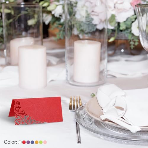 Name Tent Table Cards 200pcs Table Name Place Cards 3.9 x 3.9" Favor Decor Hollow Design Seat Blank Card for Wedding Party Seating Place Cards(Color13)