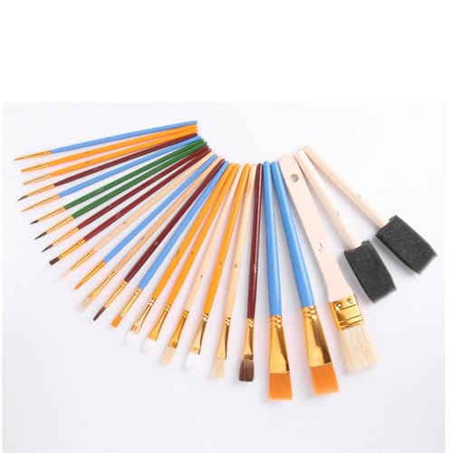HBJWOV Art Painting Brushes Wooden Rod Watercolour Oil Brush Sponge Board Pen