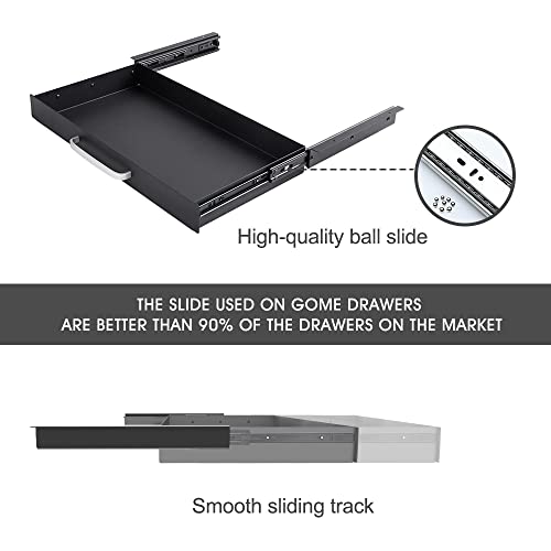 GOME Large Size Under Desk Slide out Pencil Drawer with Adjustable Space Divider Design for Storing Pencil and Office Accessories, Underdesk Pull out Tray Organizer Mounted for Sit Stand Workstation