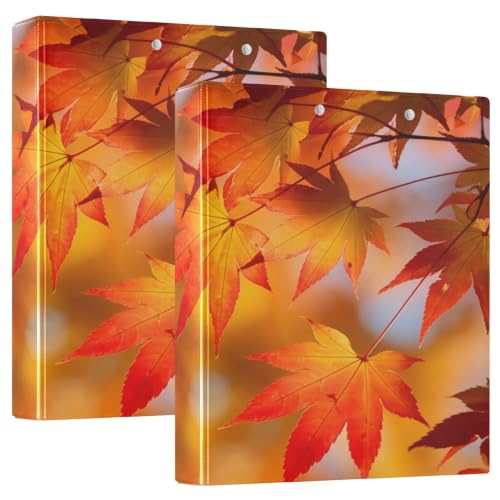 Xpdkjwd The Pattern of Leaves 3 Ring Binder Can Hold 200 Letter Size Binders, Suitable for Home, Office, Dormitory, 2Pcs