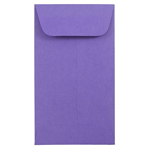 JAM PAPER #5.5 Coin Colored Business Envelopes - 3 1/8 x 5 1/2 - Violet Purple Recycled - Bulk 500/Box