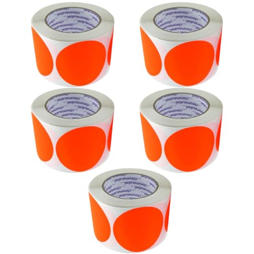 ChromaLabel 3" Fluorescent Red Orange Removable Labels, 500/Roll Case of 5