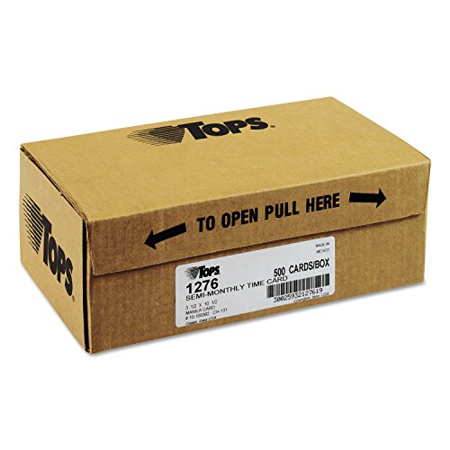 TOPS 1276 Time Cards,Semi-Monthly,Numbered Days,3-1/2-Inch x10-1/2-Inch, 500/BX