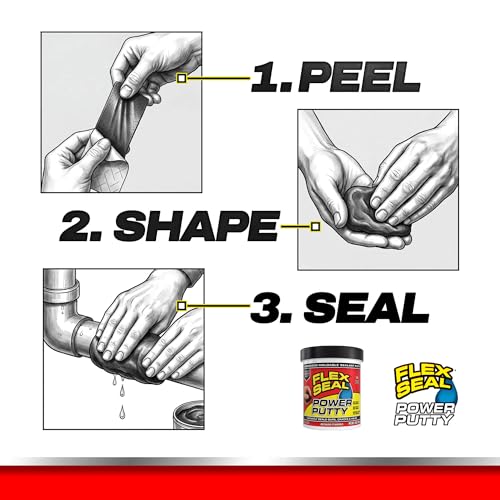 Flex Seal Power Putty, Moldable Waterproof Sealant, Black, 16 oz, 2-Pack