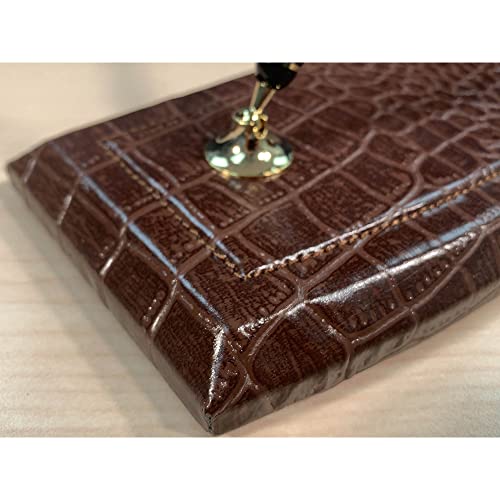 Dacasso Brown Crocodile Embossed Leather Double Pen Stand
