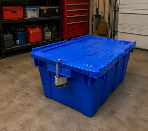 UBMOVE Container With Durable Lid, 4 Pack, Blue, Heavy Duty Storage Totes