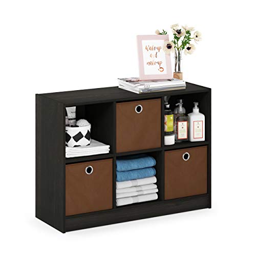 Furinno Basic 6-Cube Book Shelf with Open Shelf, 3 x 2, Espresso