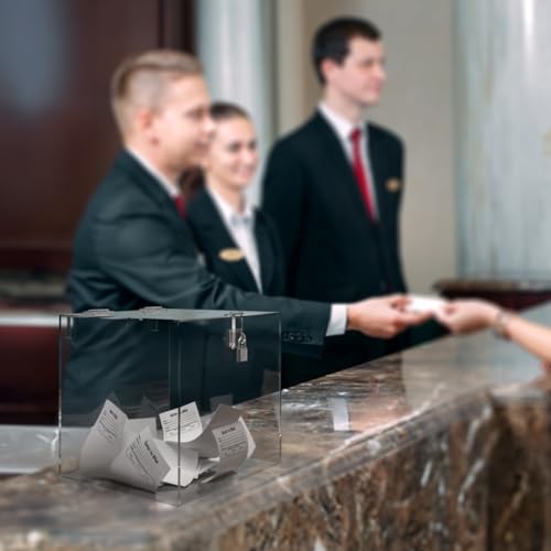12 Inch Locking Ballot Box Clear Acrylic Square Cube Top Locking See Through Countertop Contests Entry or Collection Bin by Marketing Holders