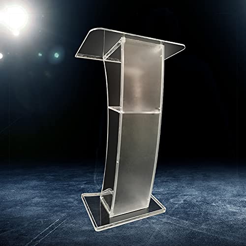 YIYIBYUS Mobile Detachable Acrylic Transparent Curved Podium for Speeches, Opening Ceremonies, Celebrations and Other Occasions,Countertop Size 60x40cm,Easy Assembly Required (Arc)