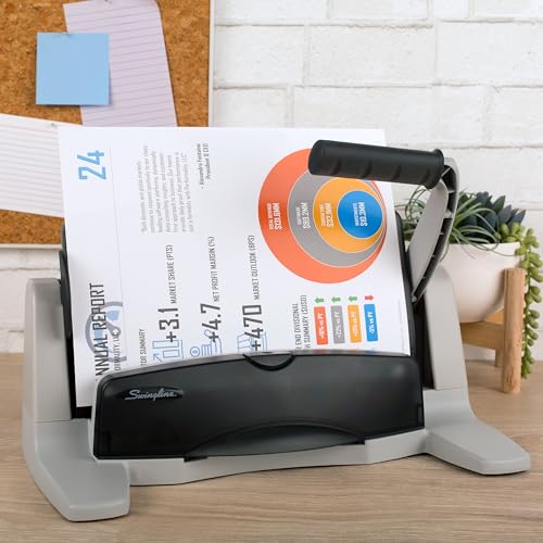 Swingline 3 Hole Punch, 40 Sheet Capacity Three Hole Puncher 3 Ring, Adjustable 2-7 Hole Paper Punch, LightTouch Low Effort, Black & Silver (74357)
