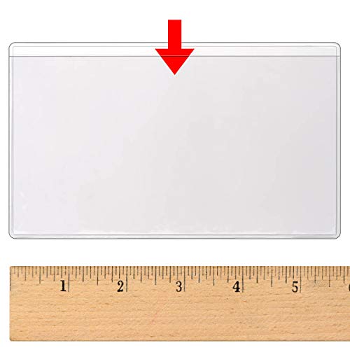 StoreSMART - 3" x 5 1/4" - Non-Adhesive Plastic Vinyl Pocket - Index Card Sized - Open Long Side - 50 Pack - PE106L-C-50