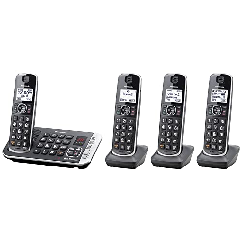 Panasonic® Link2Cell Bluetooth® DECT 6.0 Expandable Cordless Phone System with Digital Answering System, KX-TGE674B