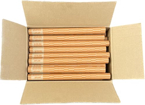 ATLAS Preformed Coin Wrappers - 1008 Count Quarter Coin Roll Wrappers - Precrimped for Easy Coin Handling. Sort Your Loose Change by Hand or use Any Brand of Automatic Coin sorter (ACW-1008Q)